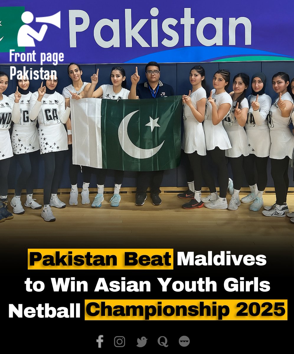 FrontPak9's tweet image. Pakistan emerged triumphant in the final of the Asian Youth Girls Netball Championship 2025, overpowering the Maldives with a commanding 60-35 win here at the Jeonju Hwasan Gymnasium in Jeonju-si,
#netball #champion #jeonju #southkorea #AsianYouthGames #sportachievement