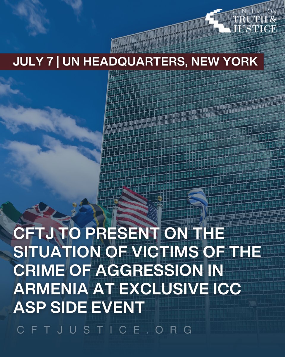 CFTJustice's tweet image. On July 7th, CFTJ will participate in an exclusive side event at the UN Headquarters in New York during the Special Session of the ICC Assembly of States Parties. This high-level gathering will address a critical question: how can the International Criminal Court close the gaps…