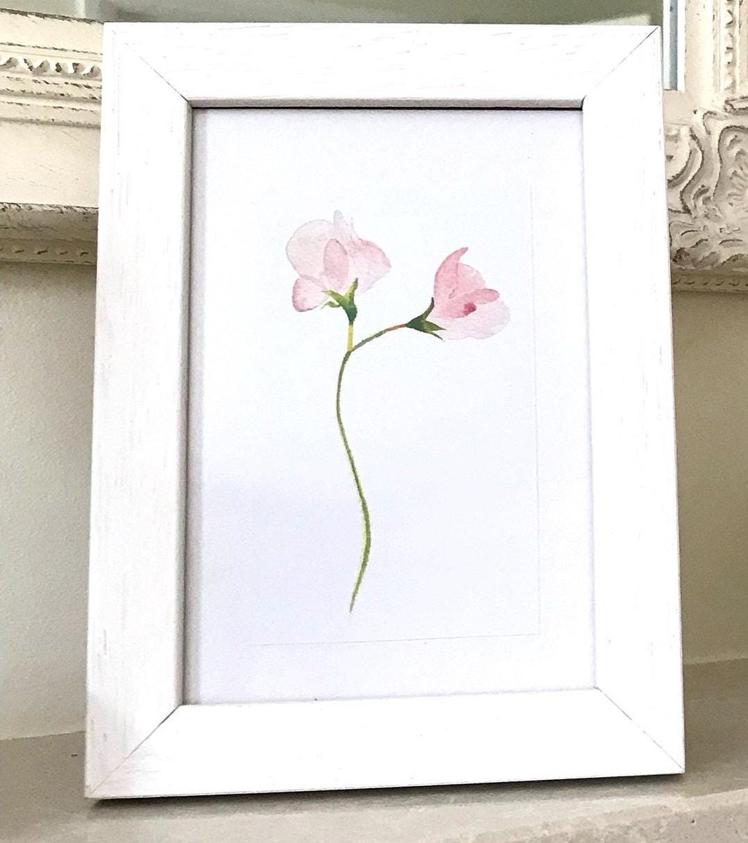 Melt a teacher’s heart with this Thank You gift Sweet Pea watercolour  Framed Print #shopindie cardsbymormorjan.etsy.com/listing/728150… #MHHSBD #SMILEtt23 #craftbizparty