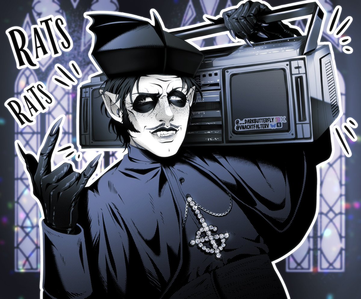 He thinks he is cool with his big ol Boombox! (he definitely is)🤟🏻

Copia being an annoying menace in the ministry, especially for Nihil lol

I haven't drawn anything for a long time, but I finally finished this one!
Hope you like it and thank you for being patient💜