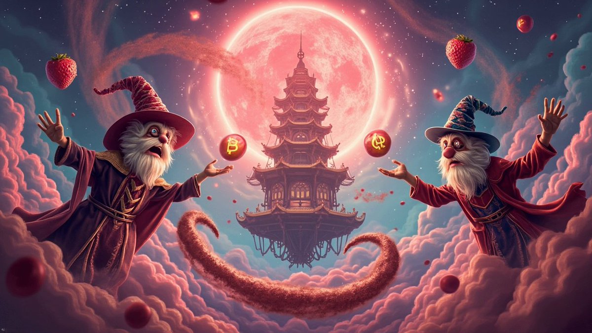 CHOC0_____'s tweet photo. @CHOC0_____ is casting spells 🍫🔮Strawberry runes in the sky, chocolate magic in the air, and the moon? Yeah... it’s not normal 🌕🍓✨
#CHOCO #MemeCoin #MagicMode #Solana #meme https://t.co/15ZRTTh10g