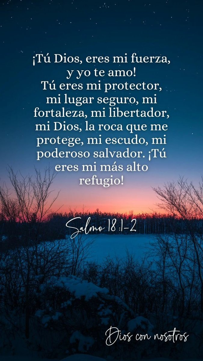 Buenas noches, descansemos confiados, porque Dios es nuestro mas grande refugio, y la roca que nos protege.
Salmos 18:1-2
Cuánto te amo, Señor, fuerza mía!
El Señor es mi roca, mi amparo, mi libertador; es mi Dios, la roca en que me refugio…