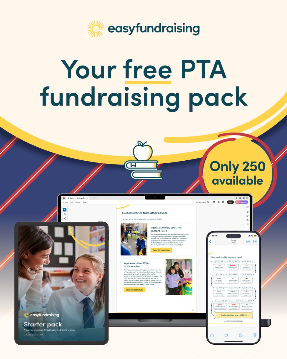 Until 31st July, <a href="/easyuk/">easyfundraising</a>  are offering our member PTAs an exclusive fundraising pack! To get yours, sign up and book a call with one of their fundraising specialists this month. Already registered? Book a call to get your pack: f.mtr.cool/wdknrcqdts