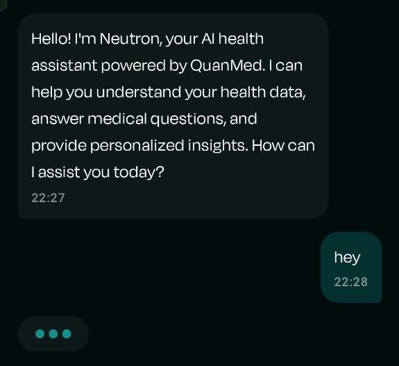 QuanMed_Ai's tweet image. Meet the Neutron AI Assistant!
Neutron is My DeMed’s own large language model that has already been trained on the latest & most advanced quantum medical research!
Its main purpose is to help users of @QuanMed_Ai understand their medical data more easily & provide them with…