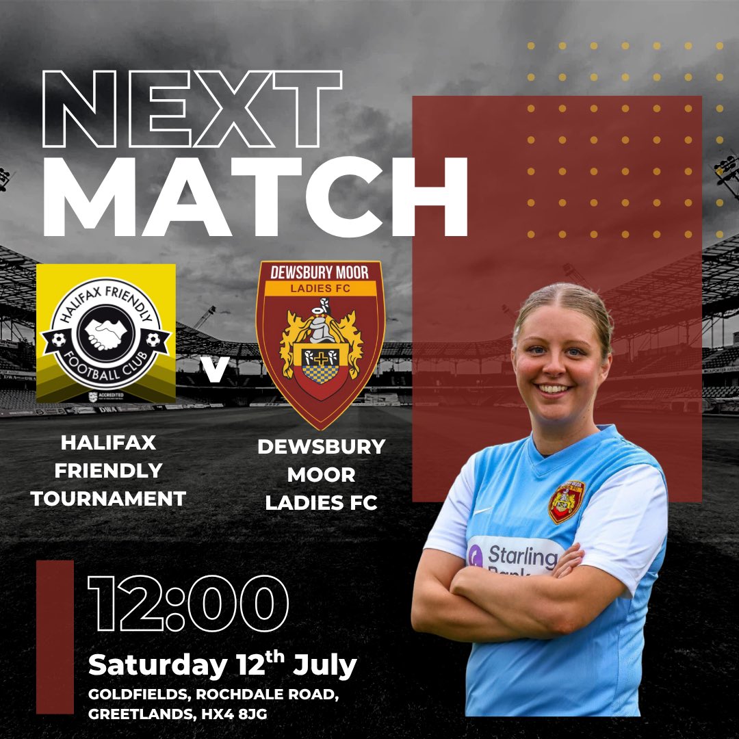 On Saturday our ladies team kick off their preseason at the Halifax Friendly Football Tournament!

It is set to be a fun filled day with food vans, ice cream van, coffee, and a variety of stalls and games. 

Come along and support the ladies. 

12 pm start at Goldfields , HX4 8JG