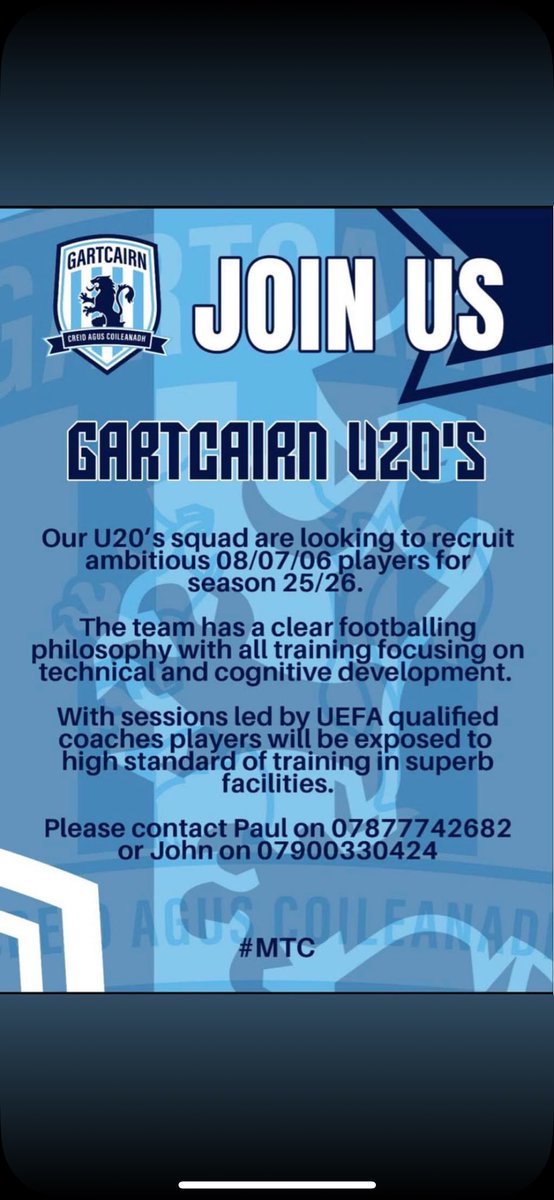 We are on the lookout for a RCB and a LCB, anyone interested in a new challenge please get in touch.