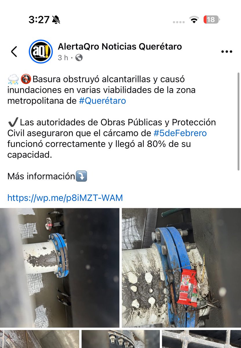 Medios de comunicación chayoteros en #Queretaro nos quieren hacer creer que ese pedazo de basura obstruyó el sistema de desagüe. #PrensaBasuraYCorrupta
