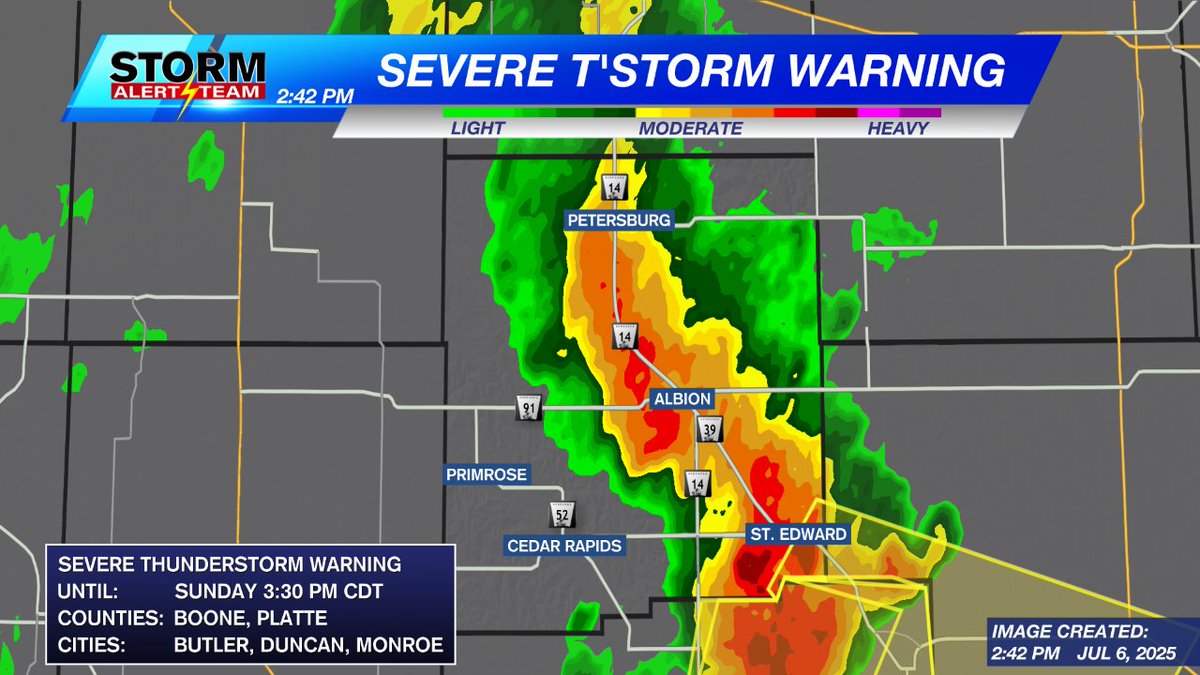 WEATHER ALERT: A Severe Thunderstorm Warning has been issued in Boone County. Stay with the Storm Alert Team for the latest weather information.