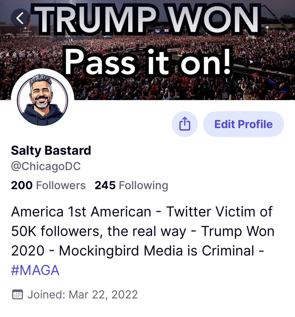 SaltyBastardChi's tweet photo. I’m on Truth as well…I feel my days may be numbered on here with Elon’s panties in a bunch…

@ChicagoDC on Truth https://t.co/8PGN04GO2f