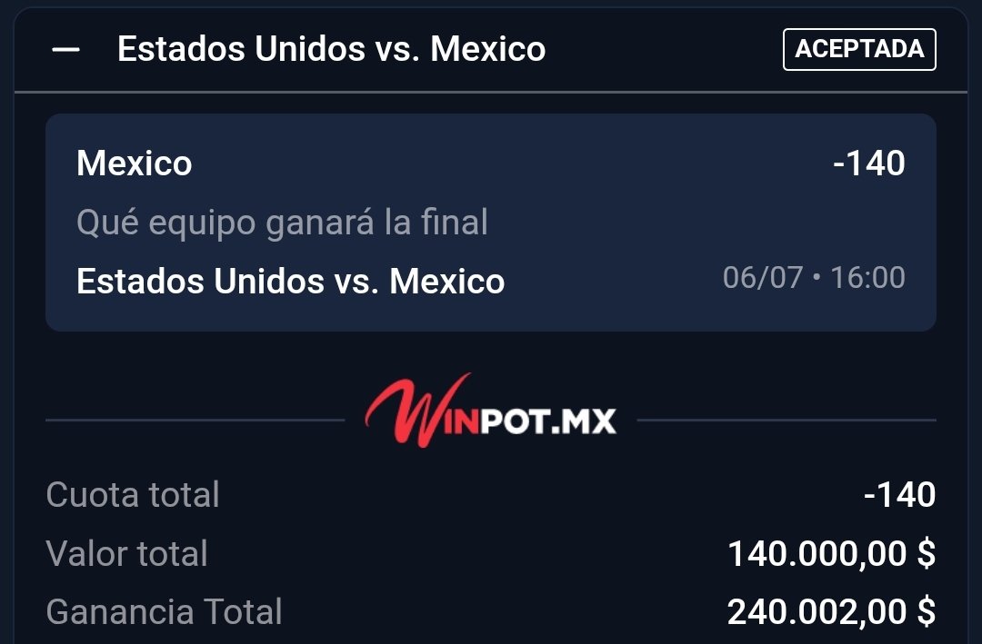 ChapitoApuestas's tweet photo. 🚨| APUESTA FUERTE 💎

Chingones, les comparto una vez más mi APUESTA FUERTE.

#CopaOro
- México Campeón [-140]

Récord Apuestas Fuertes: 182-75✅️🔥

¿Vamos por una más?

Demostrando durante Años que Somos los #1 en Jugadas Fuertes🇲🇽

Deja ❤️ si me Sigues y te Subes al Barco🚢 https://t.co/a2NU3chLGf