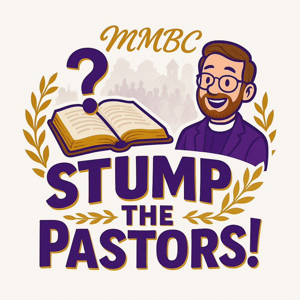 BroRichey's tweet image. MMBC Family, get ready! Join us every Sunday at 6:00 PM for our exciting “Stump the Pastors!” event. Bring your toughest Bible questions and watch our pastors take them on in a friendly, fun competition! Join us for worship and wonder. #MMBCStumpThePastors #BibleQandA #FaithFun