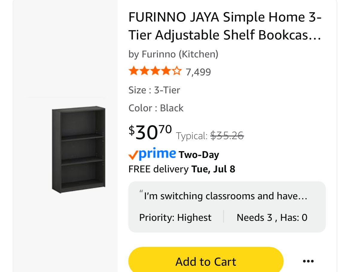 I know this is a long shot but I’m moving to a new classroom without much storage. I want to use these shelves to hold my student library and math manipulatives. Any support or RP would be incredible!  
#clearthelist2025 

amazon.com/hz/wishlist/ls…