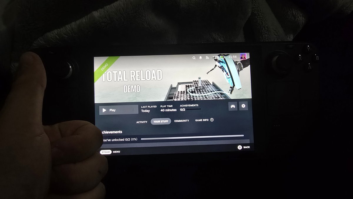JOZATHEMAN (@jtm_rebirth) on Twitter photo Small review on the game Total Reload (made by one of the devs that follows me, <a href="/alex_TORSHOCK/">Alexander (TOTAL RELOAD game creator)</a>)
Didnt completed the demo yet but so far the game is really fun, love the challenging puzzles.
Im playing it on Steam Deck and the controles are great
Overall, check it out its cool Small review on the game Total Reload (made by one of the devs that follows me, <a href="/alex_TORSHOCK/">Alexander (TOTAL RELOAD game creator)</a>)
Didnt completed the demo yet but so far the game is really fun, love the challenging puzzles.
Im playing it on Steam Deck and the controles are great
Overall, check it out its cool