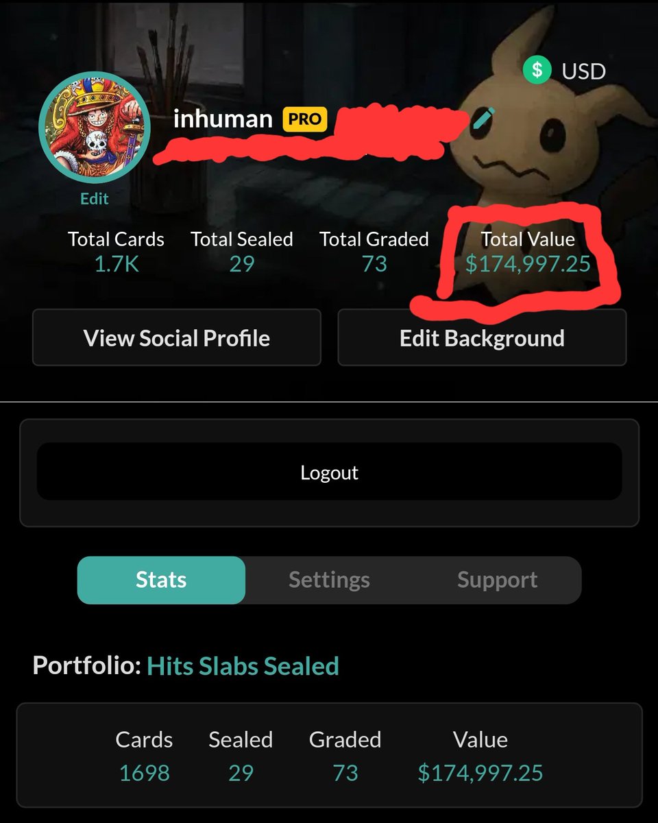inhuman's tweet image. Shiny cardboard portfolio is absolutely popping for only being 6 months old, outperformed every other market I'm in
Goal is 7 figs+ by end of next year, iykyk