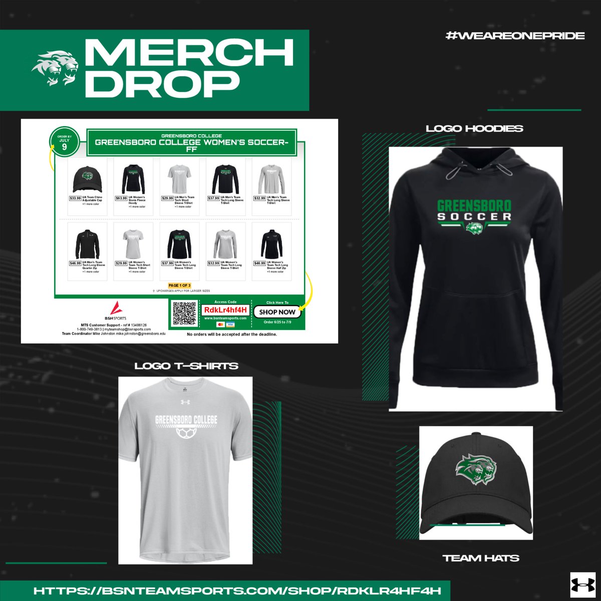 Greensboro College Women's Soccer (@gc_pride_wsoc) on Twitter photo Don't miss your chance to order team gear from our friends and family team store! Be sure to snag the latest trends to support GC women's soccer. Store closes on 7/9, so don't delay! Order via: bsnteamsports.com/shop/RdkLr4hf4H
<a href="/GC_Pride/">GC Pride Athletics</a> #weareonepride Don't miss your chance to order team gear from our friends and family team store! Be sure to snag the latest trends to support GC women's soccer. Store closes on 7/9, so don't delay! Order via: bsnteamsports.com/shop/RdkLr4hf4H
<a href="/GC_Pride/">GC Pride Athletics</a> #weareonepride