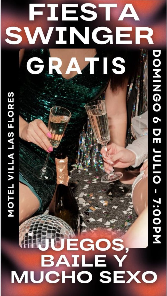 Ando 🔥🔥🔥🔥 vamos al motel hoy DOMINGO, quien se une???

Al motel  Villa de las flores. Las 7:00pm

Reunión Motelera Swinger

 ✅ Domingo 6 de julio

✅ Parejas GRATIS 🆓 

✅Cada quien lleva sus bebidas 🍺🍷🥃

✅3 Singles (COVER)

✅ Solo debes confirmar tu lugar.