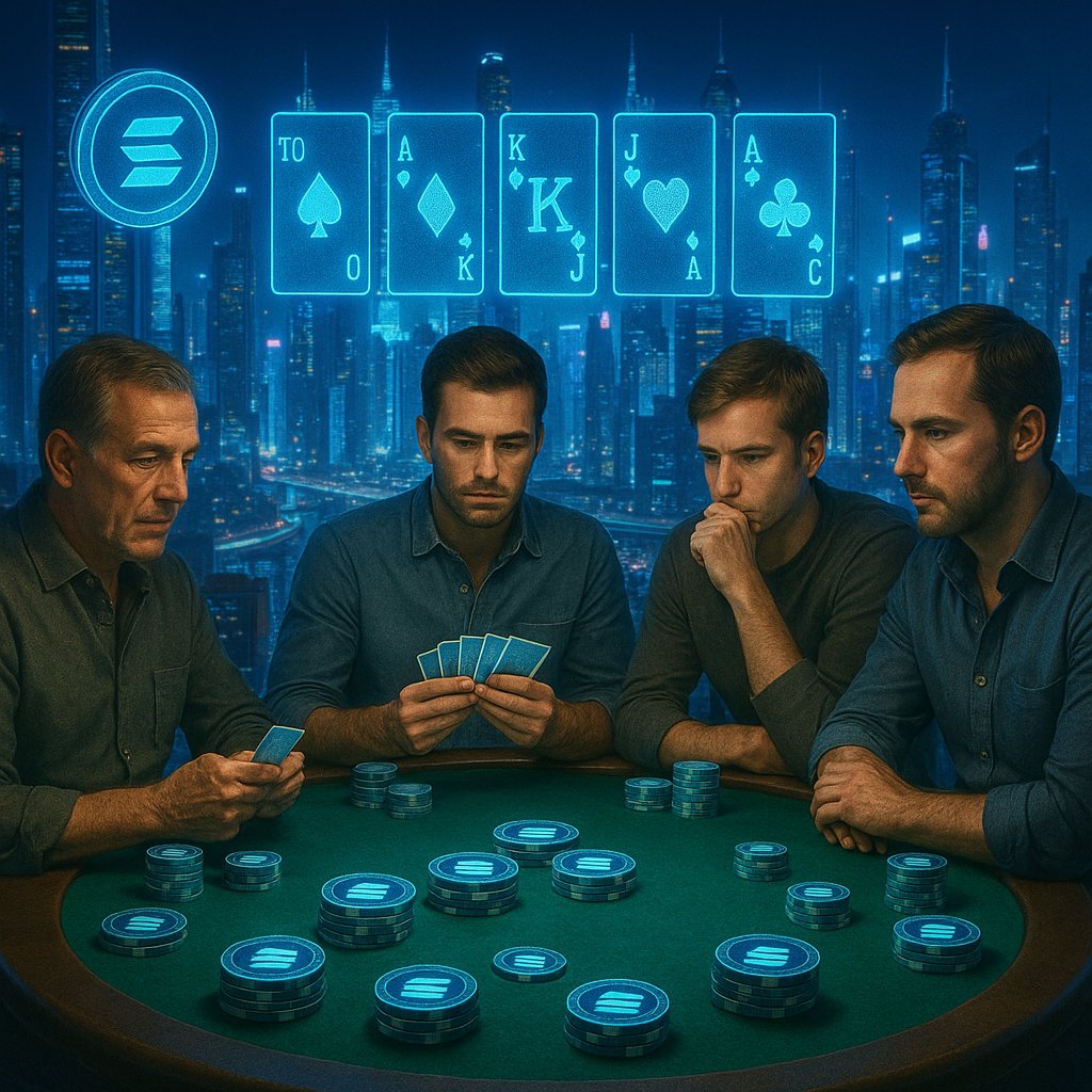 Solana powered poker!  What could be better?  More PvP games of course.  Texas Hold'em, Rock-paper-scissors, UNO, 7 Card Stud, 5 Card Draw, and 7/27.