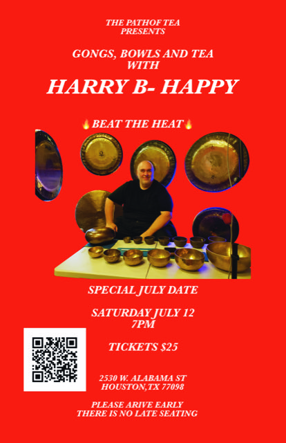 ThePathofTea's tweet image. Step into serenity at The Path of Tea, July 12 at 7 PM. Join Master Harry B-Happy for  a powerful gong bath experience that soothes your body, quiets your  mind, and lifts your spirit. Reserve your space now and reconnect with your calm: square.link/u/9d5m5p3z
