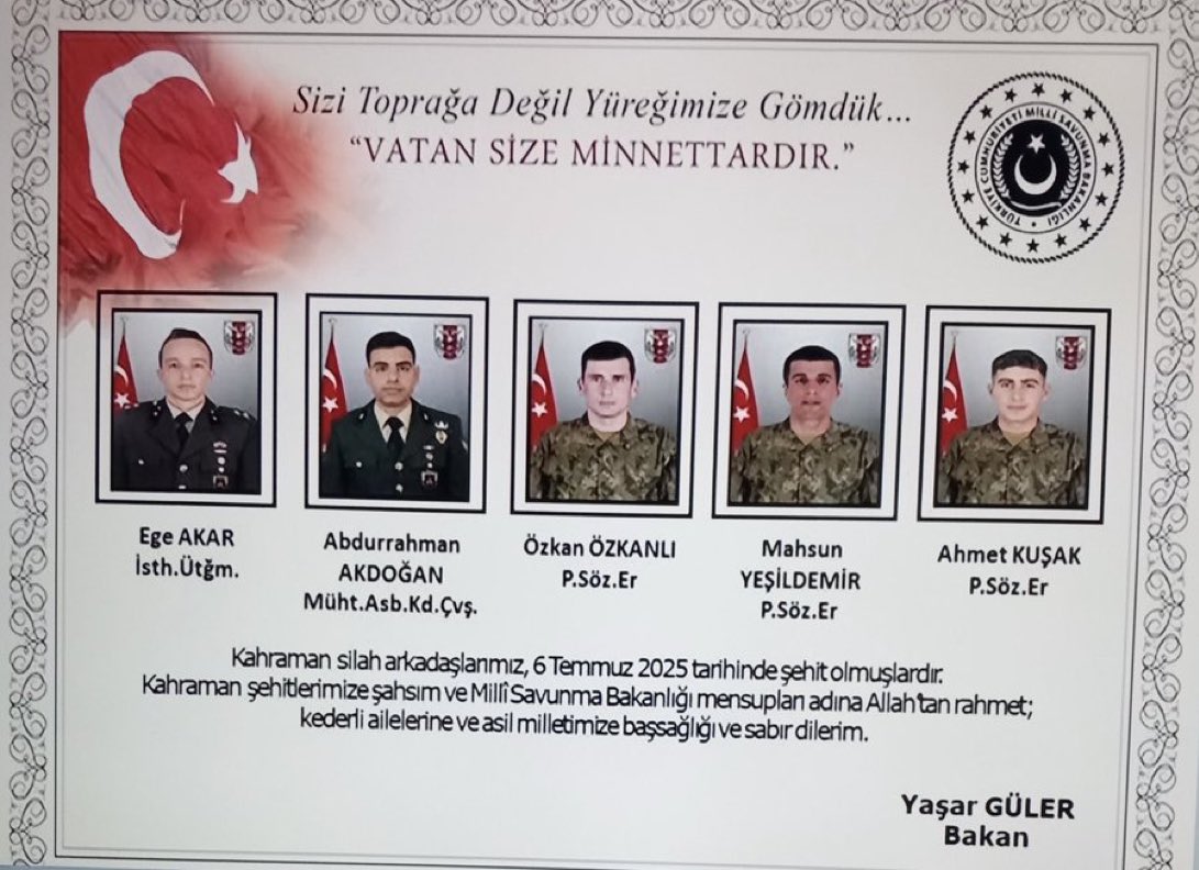 Vatan sağ olsun. Makamları cennet olsun.