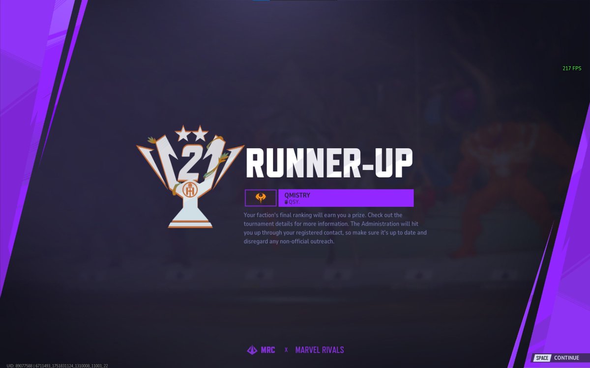 QMISTRY (@qmistrygg) on Twitter photo We finish <a href="/MarvelRivals/">Marvel Rivals</a> MRC S2: Hellfire Gala as runner-ups, claiming 2nd spot after a 1-3 loss to <a href="/ExOblivioneGG/">Ex Oblivione</a> 🏆
Goal of claiming an IGNITE spot was achieved!! Thank you everyone for your support!! 💪🏼 We finish <a href="/MarvelRivals/">Marvel Rivals</a> MRC S2: Hellfire Gala as runner-ups, claiming 2nd spot after a 1-3 loss to <a href="/ExOblivioneGG/">Ex Oblivione</a> 🏆
Goal of claiming an IGNITE spot was achieved!! Thank you everyone for your support!! 💪🏼