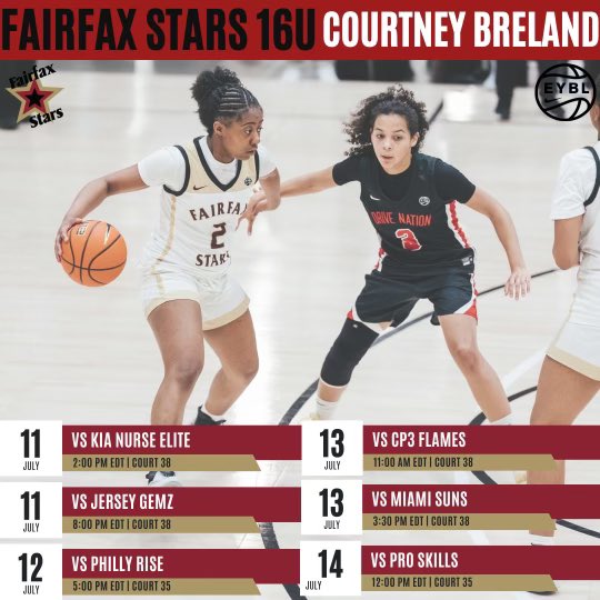 Courtney Breland (@courtbre0) on Twitter photo Come check me out in Louisville <a href="/NikeGirlsEYBL/">Nike Girls EYBL</a> Session 3. Let's go Stars!โญ๏ธ
<a href="/ffxstars_g16/">Fairfax Stars EYBL ๐</a>
<a href="/FxStars16EYBL/">Fairfax Stars 16U EYBL</a>
<a href="/ScottAllenBBALL/">Scott Allen Basketball Unlimited</a> Come check me out in Louisville <a href="/NikeGirlsEYBL/">Nike Girls EYBL</a> Session 3. Let's go Stars!โญ๏ธ
<a href="/ffxstars_g16/">Fairfax Stars EYBL ๐</a>
<a href="/FxStars16EYBL/">Fairfax Stars 16U EYBL</a>
<a href="/ScottAllenBBALL/">Scott Allen Basketball Unlimited</a>