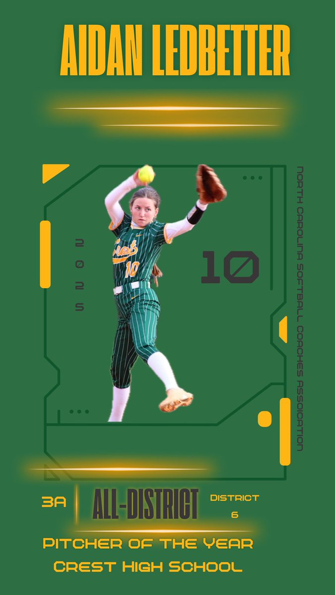 Grateful to be named Pitcher of the Year for District 6 in 3A! Congratulations to my teammates who made all district. 💚💛