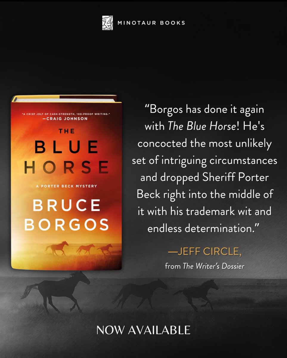 THE BLUE HORSE by <a href="/BruceBorgos/">Bruce Borgos</a> is almost here! I saw one today. <a href="/MinotaurBooks/">Minotaur Books</a>