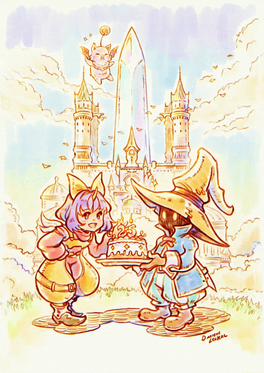 ChocoMago's tweet image. I felt inspired a few hours ago to draw something for FFIX&apos;s 25th anniversary! So here it is! ✨cute Vivi and Eiko! 🎂
#FF9
#FF9_25th
#FF9_25周年
#FF9祝25周年