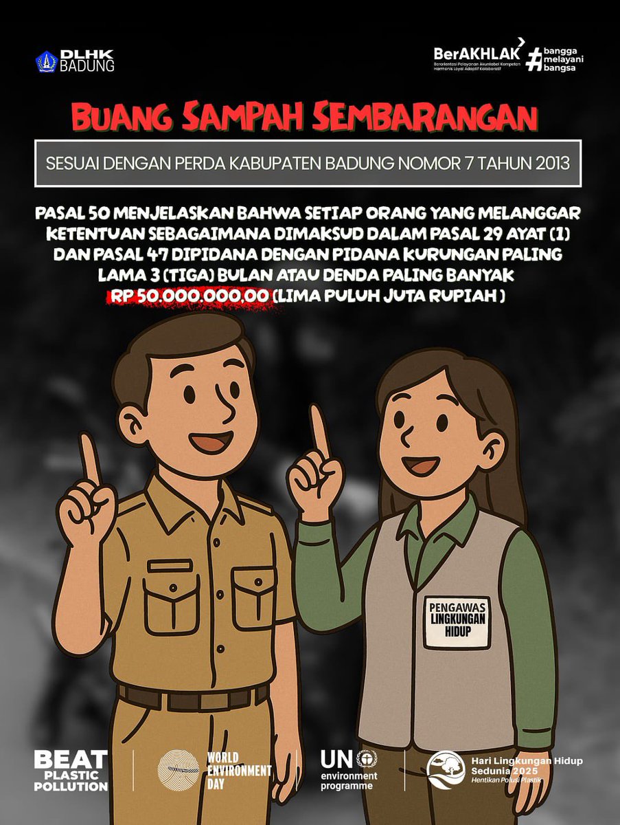 Perda Kabupaten Badung Nomor 7 Tahun 2013 pasal 50 menjelaskan bahwa Setiap orang yang melanggar ketentuan sebagaimana dimaksud dalam Pasal 29 ayat (1) dan Pasal 47 dipidana dengan pidana kurungan paling lama 3 (tiga) bulan atau denda paling banyak 
Rp 50.000.000,00.
<a href="/dlhkbadung/">dlhkbadung</a>