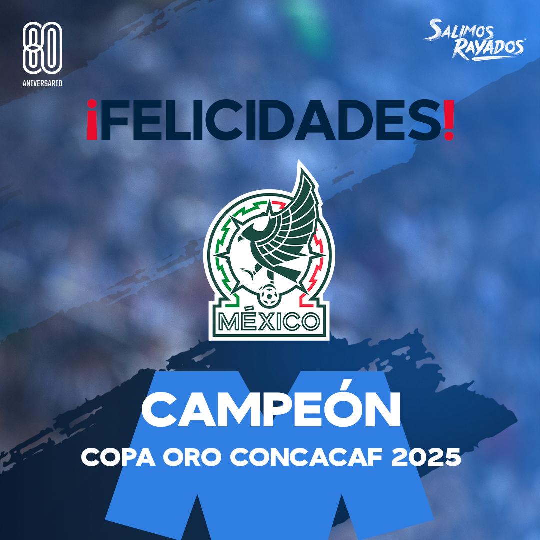 ¡Muchas felicidades por el campeonato de la <a href="/GoldCup/">Gold Cup</a>, @Miseleccionmx!🇲🇽🙌🏼

#EnLaVidaYEnLaCancha 🔵⚪