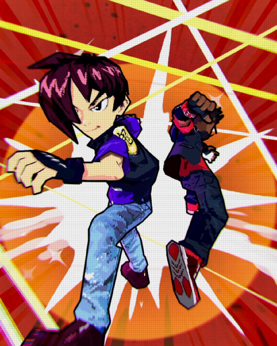 tv16bit's tweet image. Not the best #sundaypose but the comittiment to the day still stands!  This time it&apos;s kreig and senahue in a clash. 

#tv16bit #grindfiction #retro #lowpoly