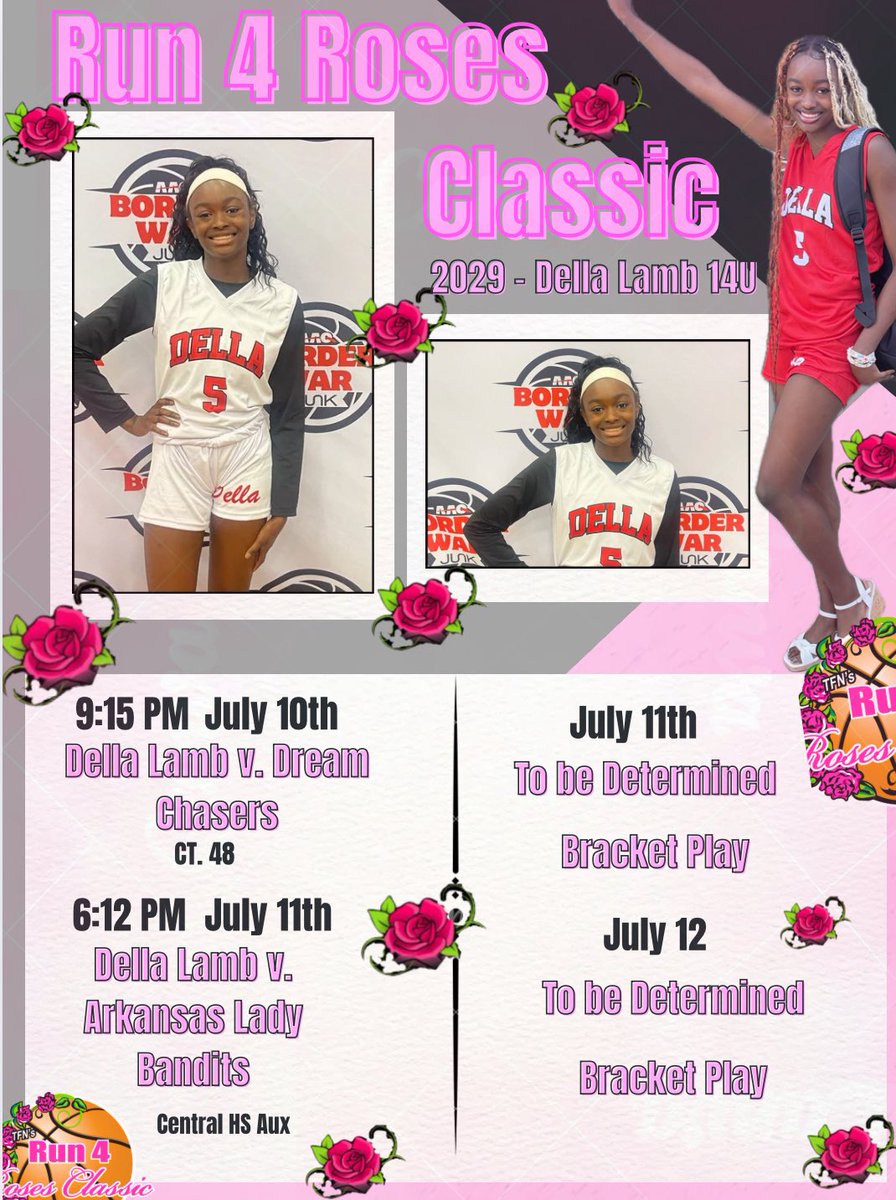TaviaBarton5's tweet image. Coaches…Come see me and my team @dellalamb_bball at Run 4 the Roses!! Game schedules are below for Della 14U. ⛹🏿♀️⛹🏿♀️🏀🔥@LadyJagBball @tford12kc @PGHKansas @BTNScouting @RobertPGHKansas @Jay_Anaekwe20 @vicwilli @ProspectShowcse