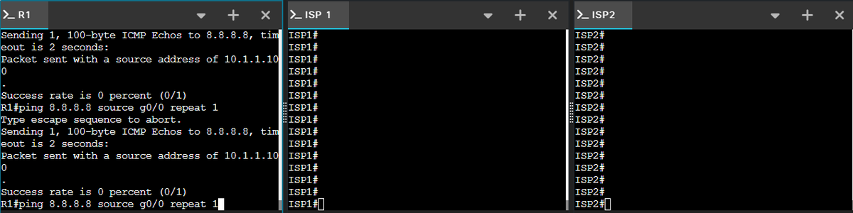 NetEngSam's tweet image. #LoadBalancing 

Per-destination = stable, but may underuse links
Per-packet = better utilization, but risks packet reordering

Both ISPs replied to my ping 👀
#NetEngSam #Networking #Cisco #CCNP #CML #LabLife