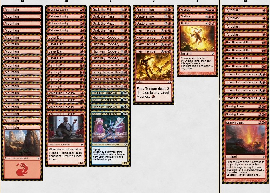 2nd place at Geddon rebound. Deck is explosive yet consistent. Maindeck is locked, sb is 8pyros+ any other 7 cards. Huge thanks to <a href="/NMTSco/">NMT_Sco94</a> for the help. Results for the weekend: 5-2 at tpp, 5-2-1 at main event, 7-0-1 at rebound. Overall pretty happy on a weekend full of friends:D