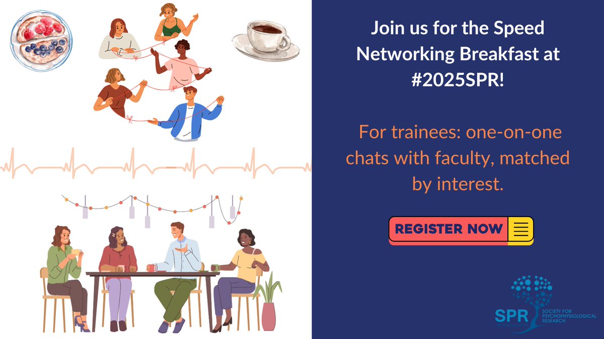 TheRealSPR's tweet image. Trainees at #2025SPR — don’t miss our Speed Networking Breakfast!
Get matched with faculty for rapid one-on-one conversations.
Register when you sign up for the conference: spr.joynmeeting.com/v2/