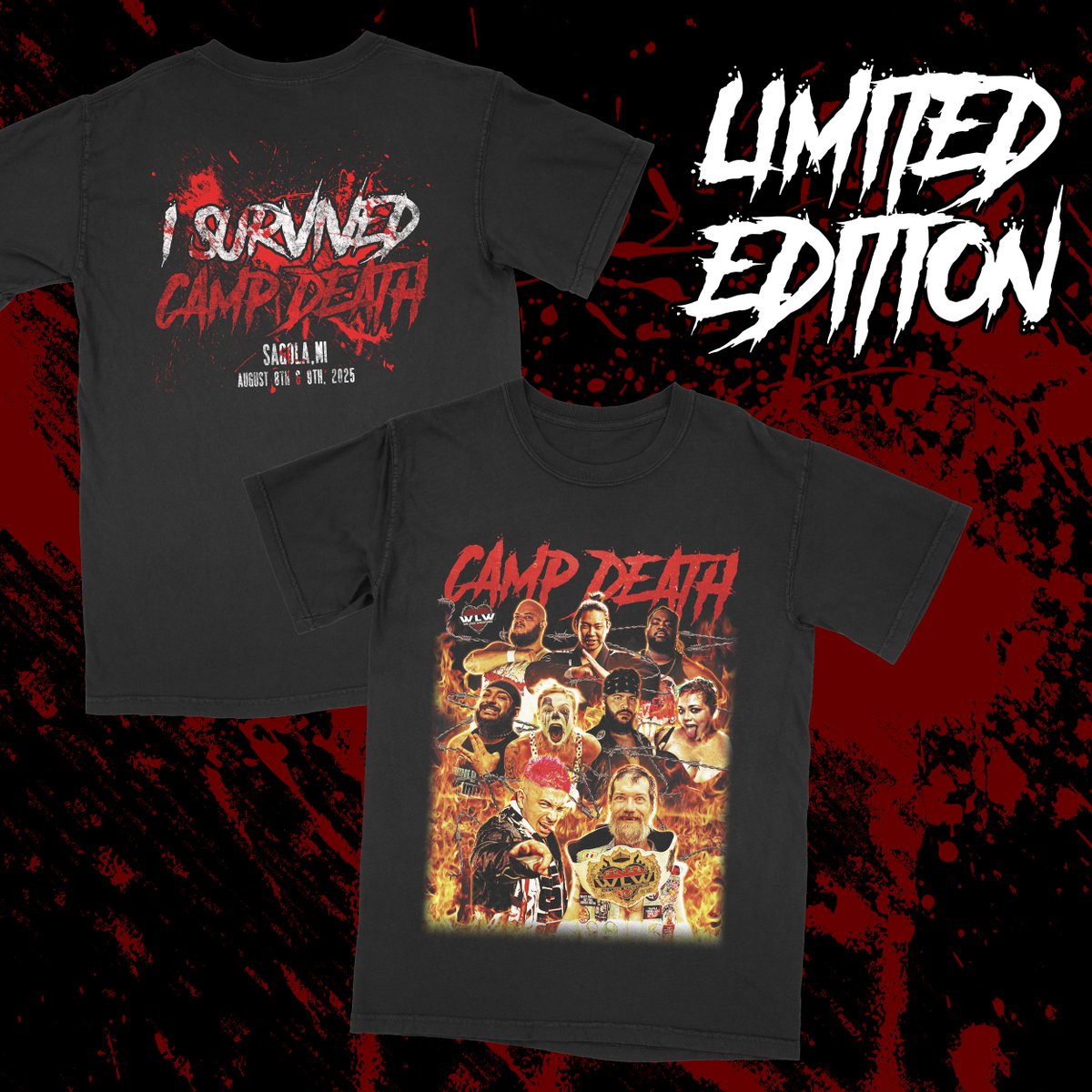welovewr3stling's tweet image. 🚨MERCH DROP🚨
#WLWCampDeath EXCLUSIVE t-shirts!
This exclusive design is ONLY for Camp Death Campers along with your commemorative lanyard, Q&A access & more! Be sure to purchase your camping pass and join us for the continuation of Summer of Death
🎟️: WLWCampDeath.eventbrite.com