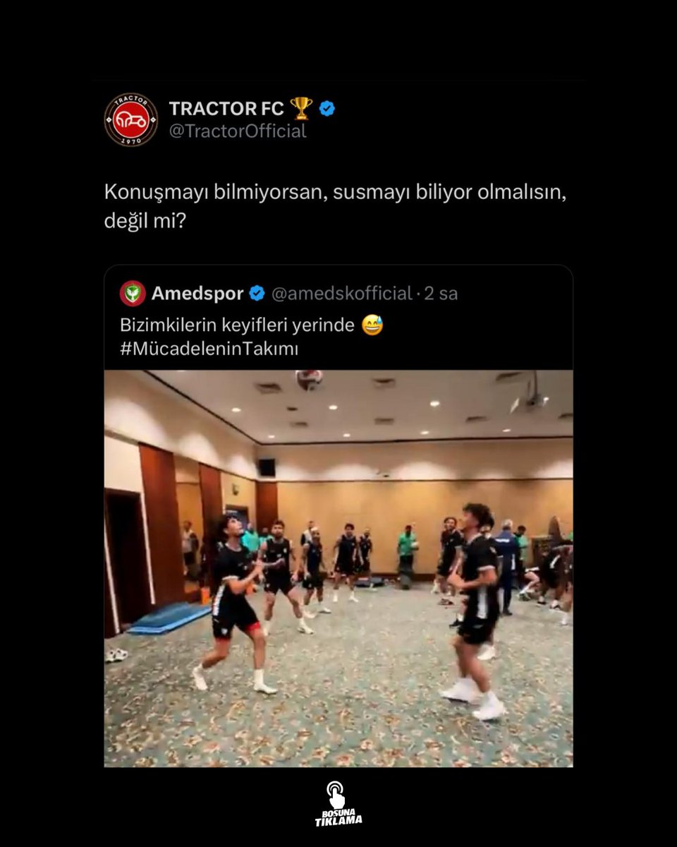 Amedspor'un paylaşımına Tractor FC'nin alıntısı:
