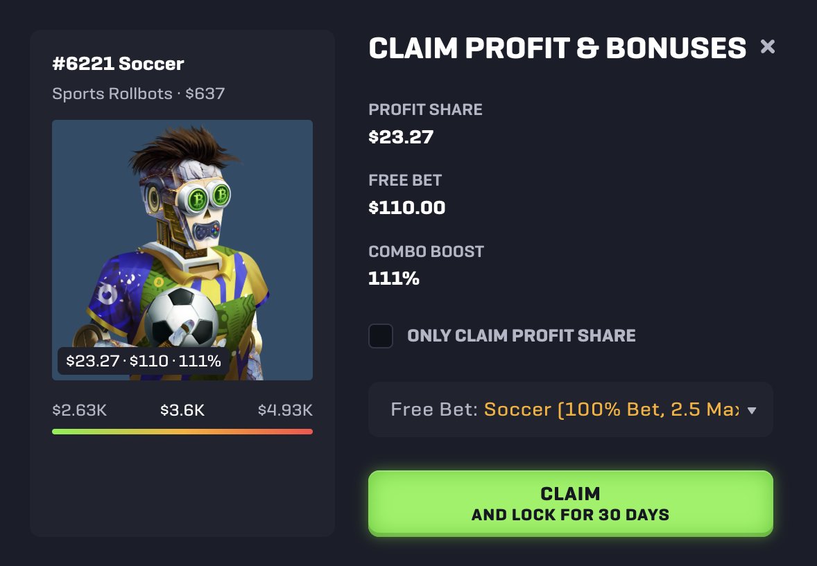 Todays @Rollbit Sports Bot claim

Profit share: $23.27
Free bet: $110

Well its looking like it'll be another bet placed on the starting EPL games 📈