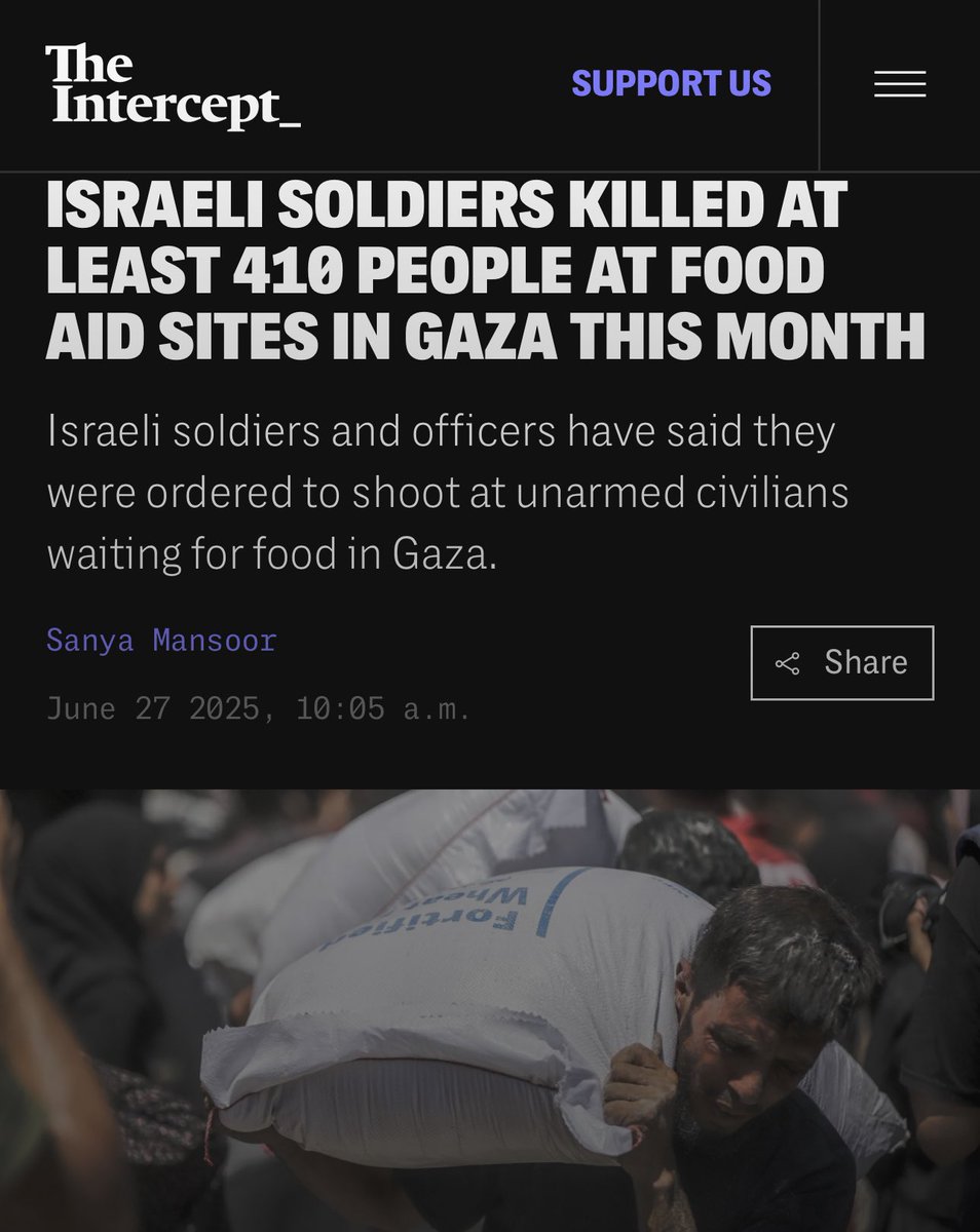 🚨 I find it odd that tens of thousands of Palestinians armed with fully charged Iphones, yet not a single one, managed to film the IDF shooting at hungry Gazans like cattle.

410 is a lot of people. Not one photo.