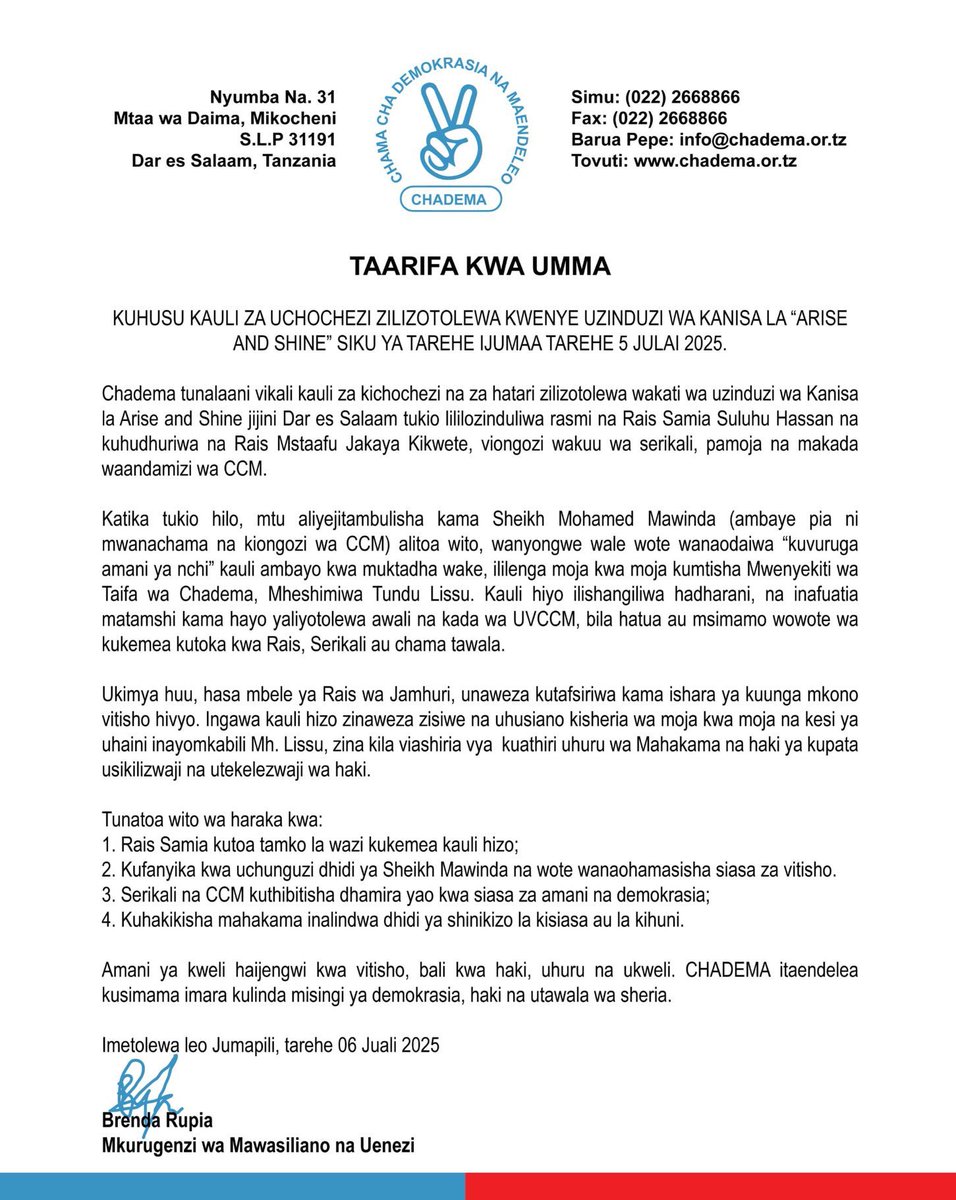 TAARIFA KWA UMMA.