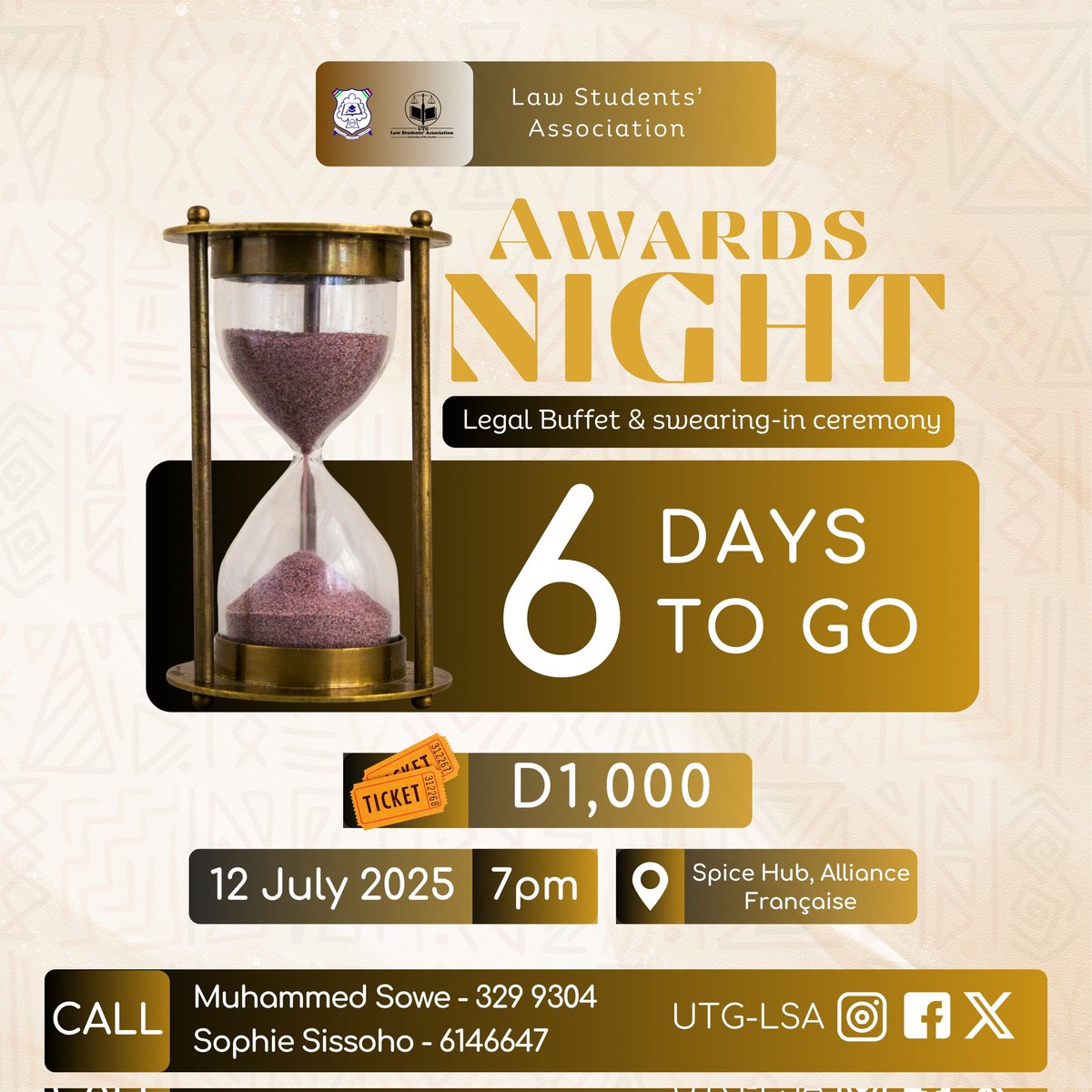 6 DAYS TO GO*🥳🔥

Helloooooooooo!!!!!
We are 6⃣ days away!

What are you waiting for? Get your tickets NOW‼️

#AwardsNight 
#NightOfGlamour 
#StudentLeadership