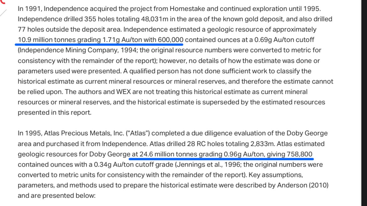 Did you know…

$WEX Doby George Open Pit Oxide Gold deposit is much larger than currently stated. 

70+ holes drilled in the late 90’s through 2010 were disposed of. Therefore without new samples, Ni-43-101 forced the data to be not used for the modern resource. 

Let’s call a