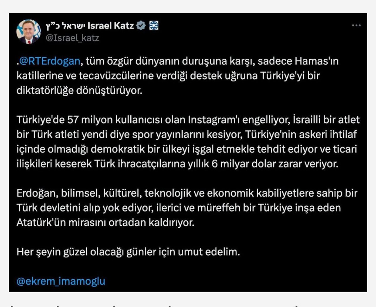 Siyonist soykırımcının attığı bu twit, 

Devletimizin ne denli büyük bir beka tehlikesini savuşturduğunu gösteriyor!

Bu örgütle mücadelede Devletimizin yanındayız… 🇹🇷