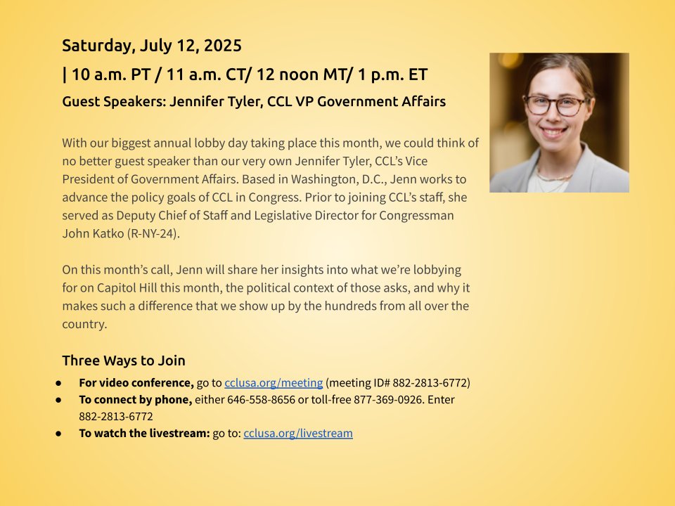 Save the Date for the <a href="/citizensclimate/">Citizens' Climate Lobby</a> monthly call!
