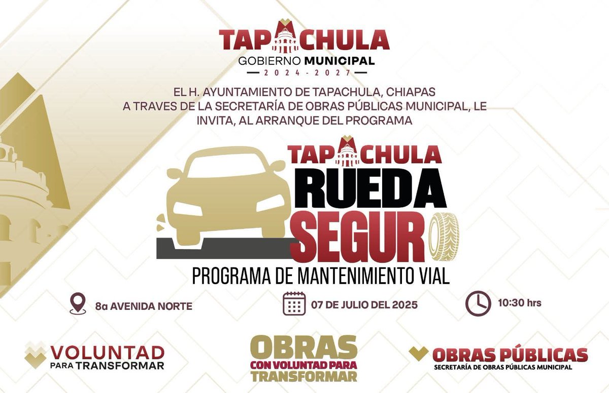 PeriodisRevista's tweet image. El Ayuntamiento 2024-2027 que en cabeza Yamil Melgar Bravo, lanzará el Programa de Mantenimiento Vial, denominado "Tapachula #RuedaSeguro", en los diferentes puntos del municipio, por lo que este programa busca mejorar las diferentes vías de la región,  garantizando la seguridad