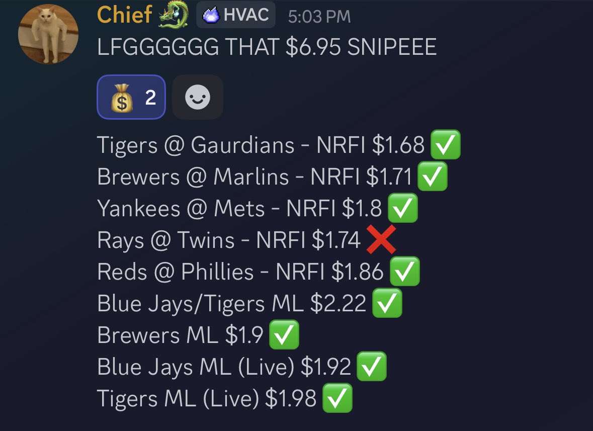 Another Day, Another +6U from MLB💰

Were an MMA focused Team, but MAN is it sweet to play with house $ + profit leading into each week. The team stays hot🔥

Code: “JULY” for 50% off🏆 
whop.com/checkout/plan_…
