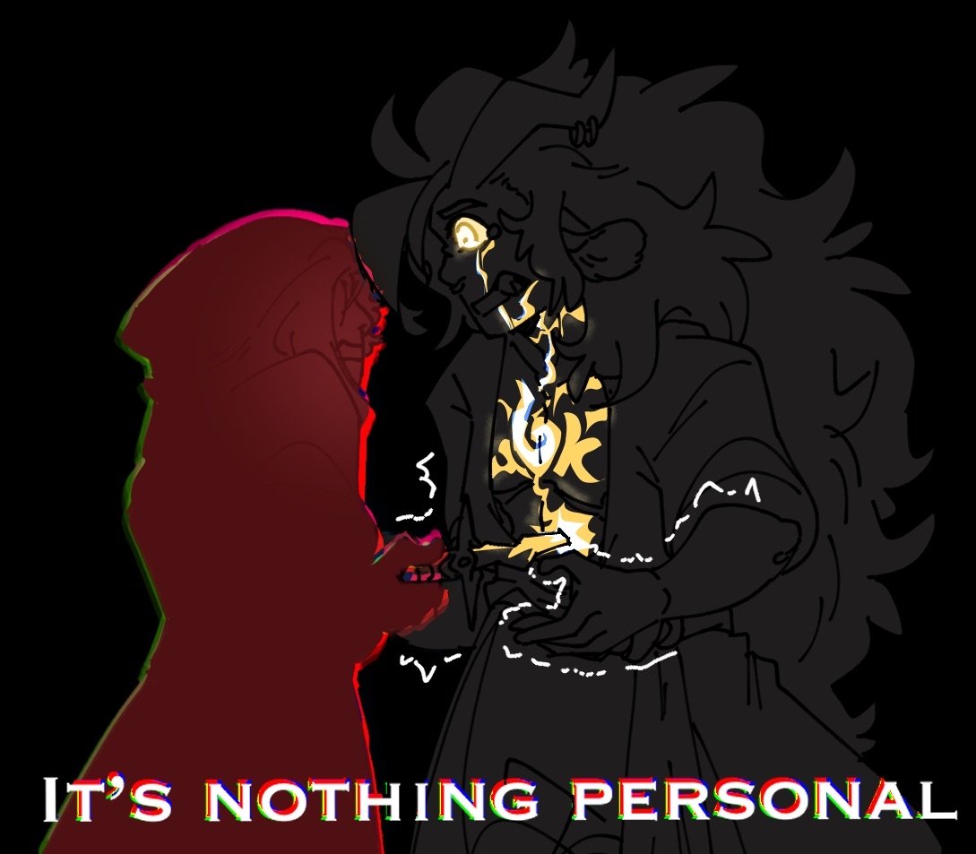 //Eye strain, off color blood(yellow and blue used)
"It wasn't my fault.."

Aki had a silly little run in with some- folks on #Chorionsmp how curious !! (The vod is up on twitch <3)