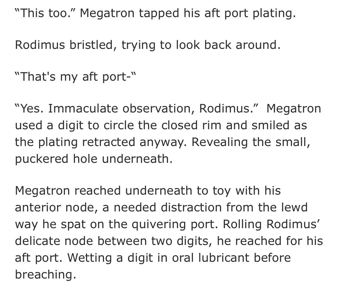 KAONITE. 🚬 (@kaonite113) on Twitter photo Megatron/Rodimus - for <a href="/dumbpoopoobitch/">EL 🍓🔞 🔜TFCON CHICAGO</a>
Day in the life of the Lost Light .. I imagine everyone acts like they don’t know Megatron is spearing him open next door.
archiveofourown.org/works/67227385 Megatron/Rodimus - for <a href="/dumbpoopoobitch/">EL 🍓🔞 🔜TFCON CHICAGO</a>
Day in the life of the Lost Light .. I imagine everyone acts like they don’t know Megatron is spearing him open next door.
archiveofourown.org/works/67227385