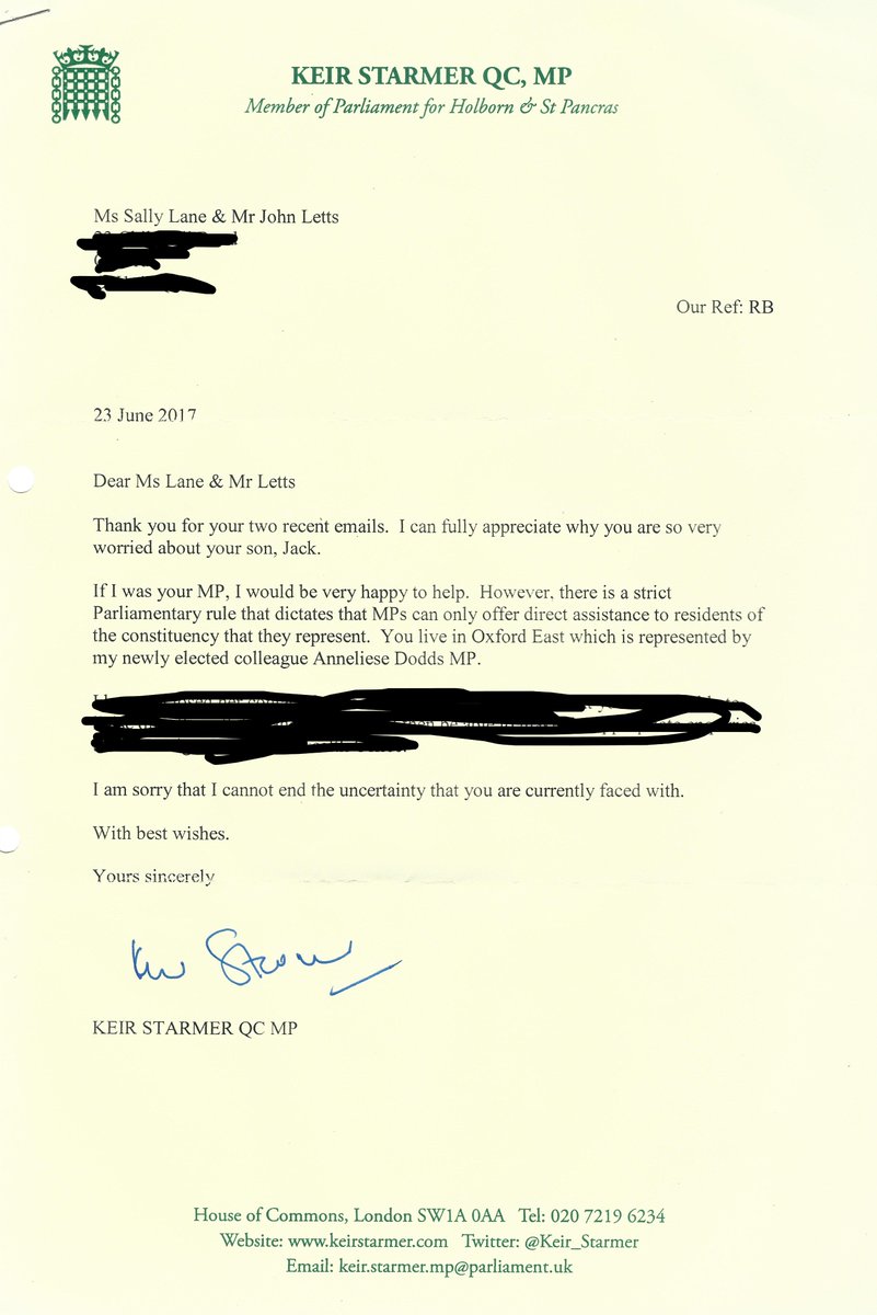Was going thru my papers today &amp; came across 2017 letter frm <a href="/Keir_Starmer/">Keir Starmer</a>. We'd asked him to help get our son out of arbitrary detention. He said he'd be v happy to help if he were our MP. Well, 8 YRS on, he's PM &amp; he's still done sweet FA &amp; Jack's still dying slowly, day by day