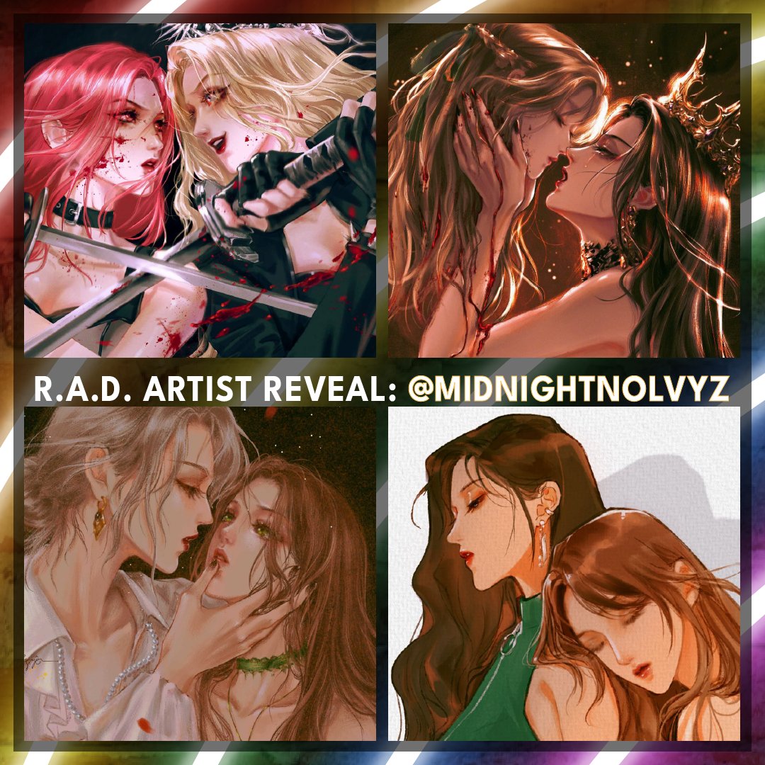 🌈 Hey Reading Rainbows! It’s time for our final artist reveal for the August I’d Kill For You Rainbow After Dark box! Next up is Ivy (<a href="/MidnightNolvyz/">NTr</a>  ) who has illustrated the dust jacket for Hide n’ Seek by Ashley Pines &amp; Eden Emory (<a href="/mae_books/">Elle Mae | Currently writing smutty wlw</a> )! 🧵